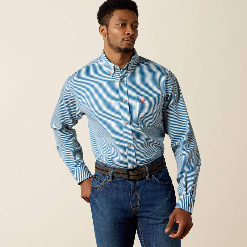 Ariat - FR Bold Blue / Stripe Work Shirt