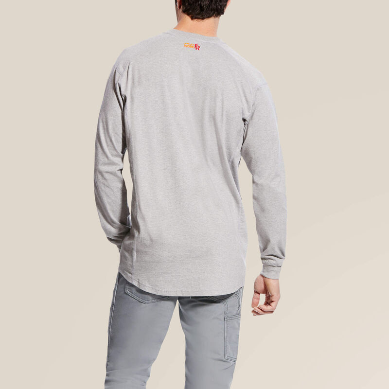 ARIAT - FR AIR HENLEY TOP - Light Weight Henley with Chest Pocket and Velcro Closure Rib-knit Collar and Cuffs. -SILVER FOX