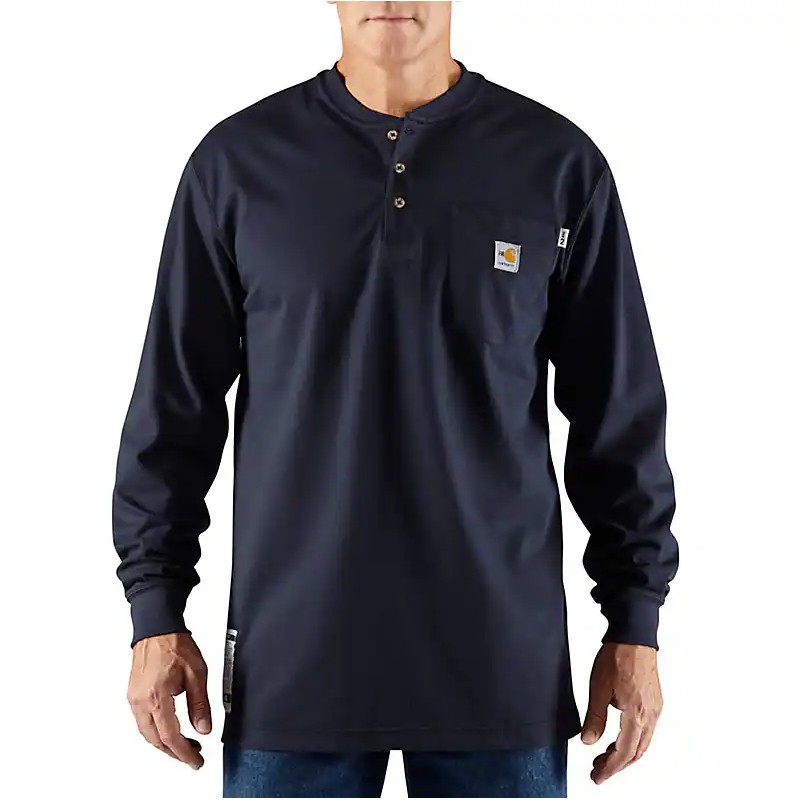 CARHARTT-Flame Resistant Force Loose Fit Midweight Long-Sleeve Pocket Henley T-Shirt