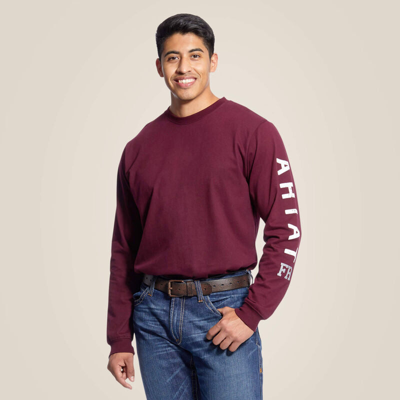 ARIAT - MNS FR Roughneck Skull Logo Malbec - Red - Long Sleeve Crew