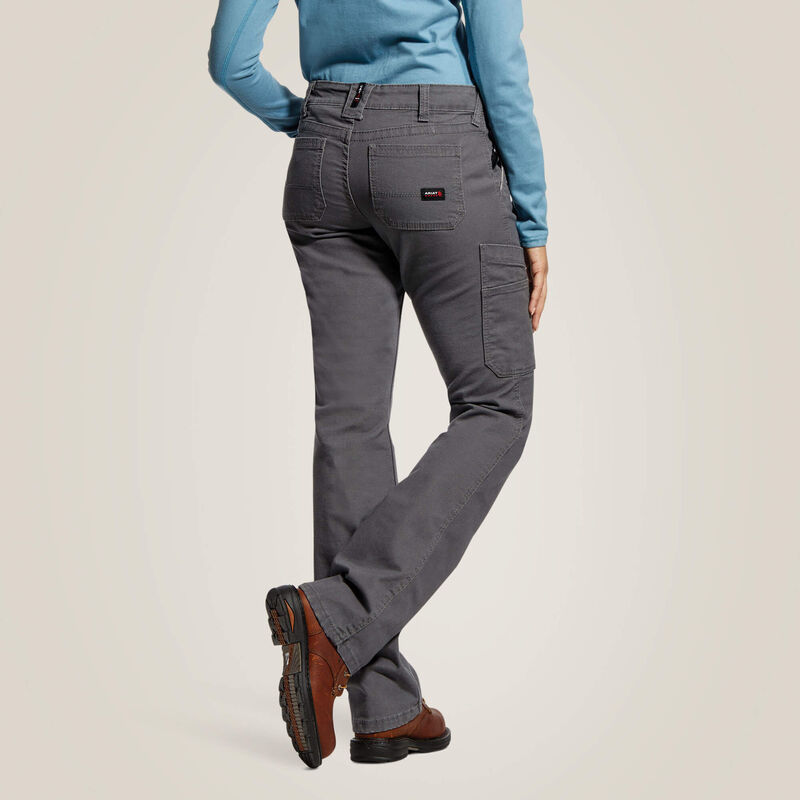 ARIAT - Womens FR Stretch DuraLight Canvas Stackable Straight Leg Pant Grey