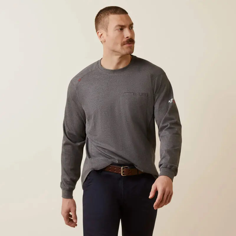 ARIAT - FR Air True Grit T-Shirt,Charcoal Heather Becker Safety and Supply