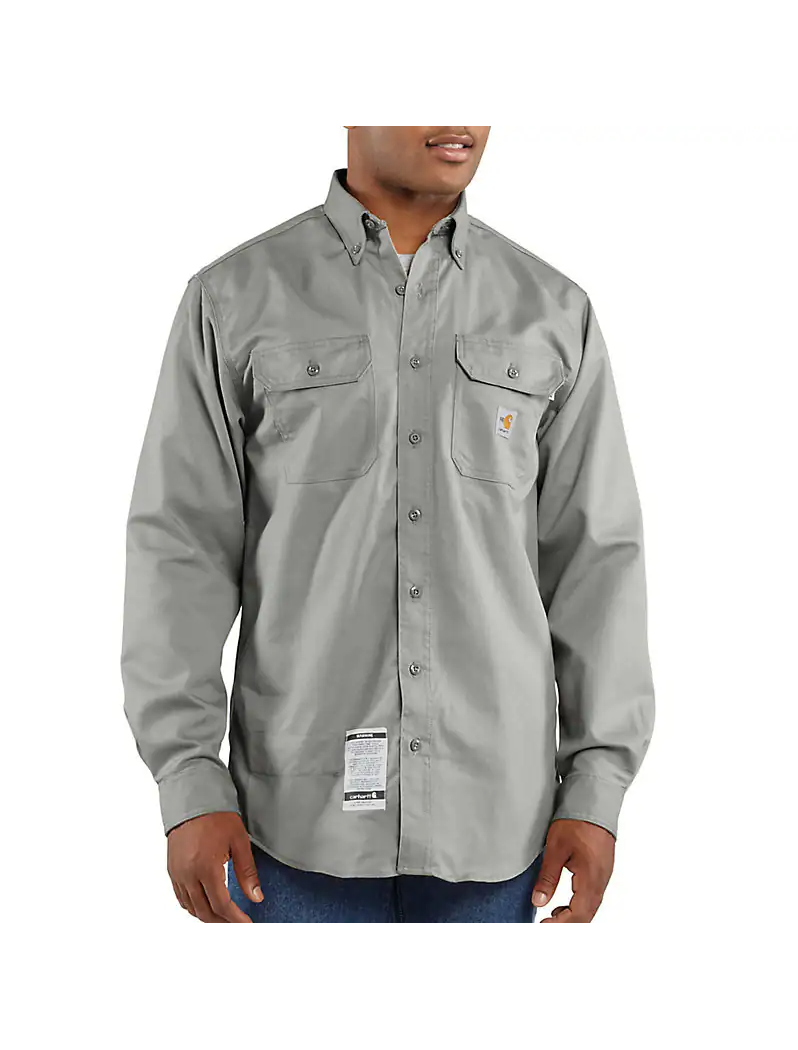 CARHARTT-Flame Resistant Loose Fit Midweight Twill Long-Sleeve Shirt - Dark Navy