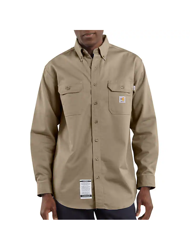 CARHARTT-Flame Resistant Loose Fit Midweight Twill Long-Sleeve Shirt - Dark Navy