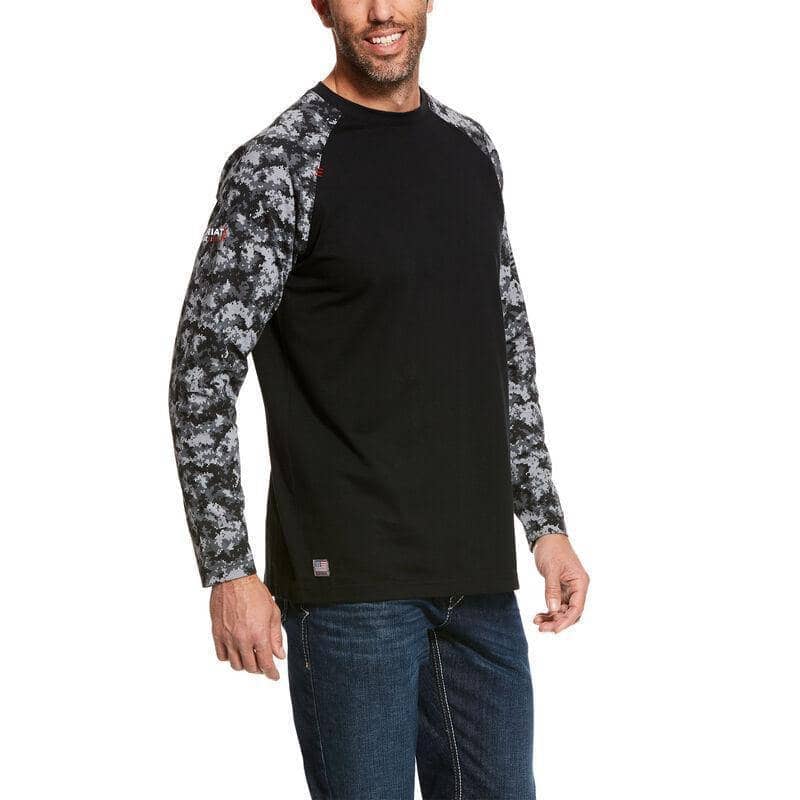 ARIAT - MNS FR Baseball T-Shirt - Black/Digi Camo