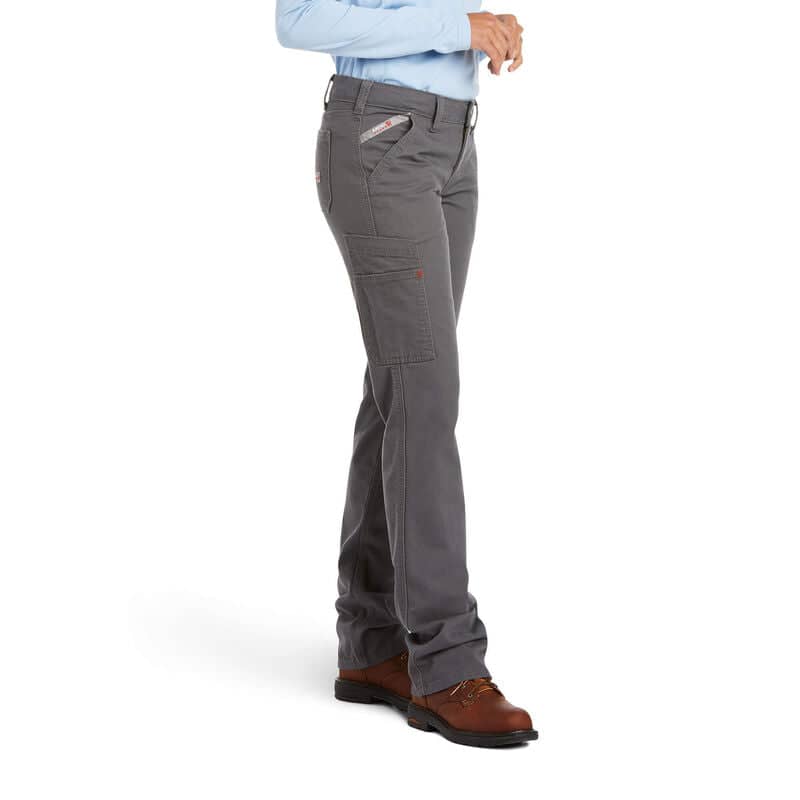 ARIAT - Womens FR Stretch DuraLight Canvas Stackable Straight Leg Pant Grey