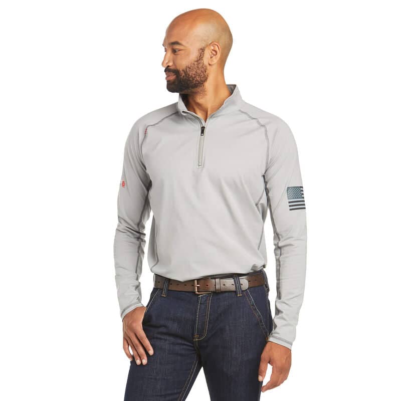 ARIAT - 1/4 Zip Long Sleeve Work shirt Silver Fox