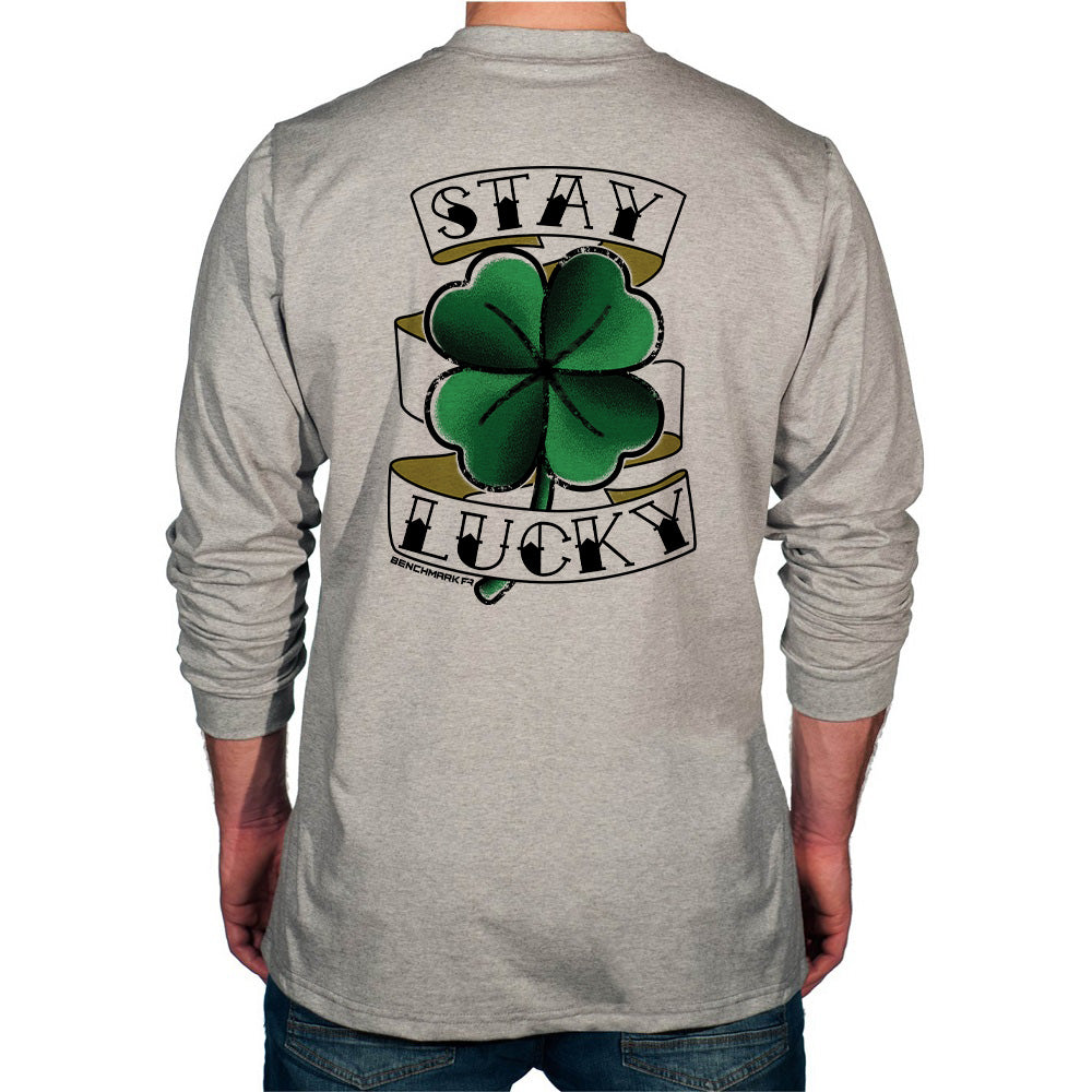 BENCHMARK FR-"SKULL FLAG" FLAME RESISTANT LONG SLEEVE SHIRT, LIGHT GRAY
