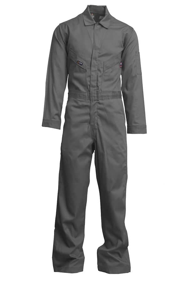 LAPCO - 7oz. 100% Cotton Twill FR DELUXE COVERALL - GRAY - NFPA 70E / NFPA 2112 / ASTM F1506