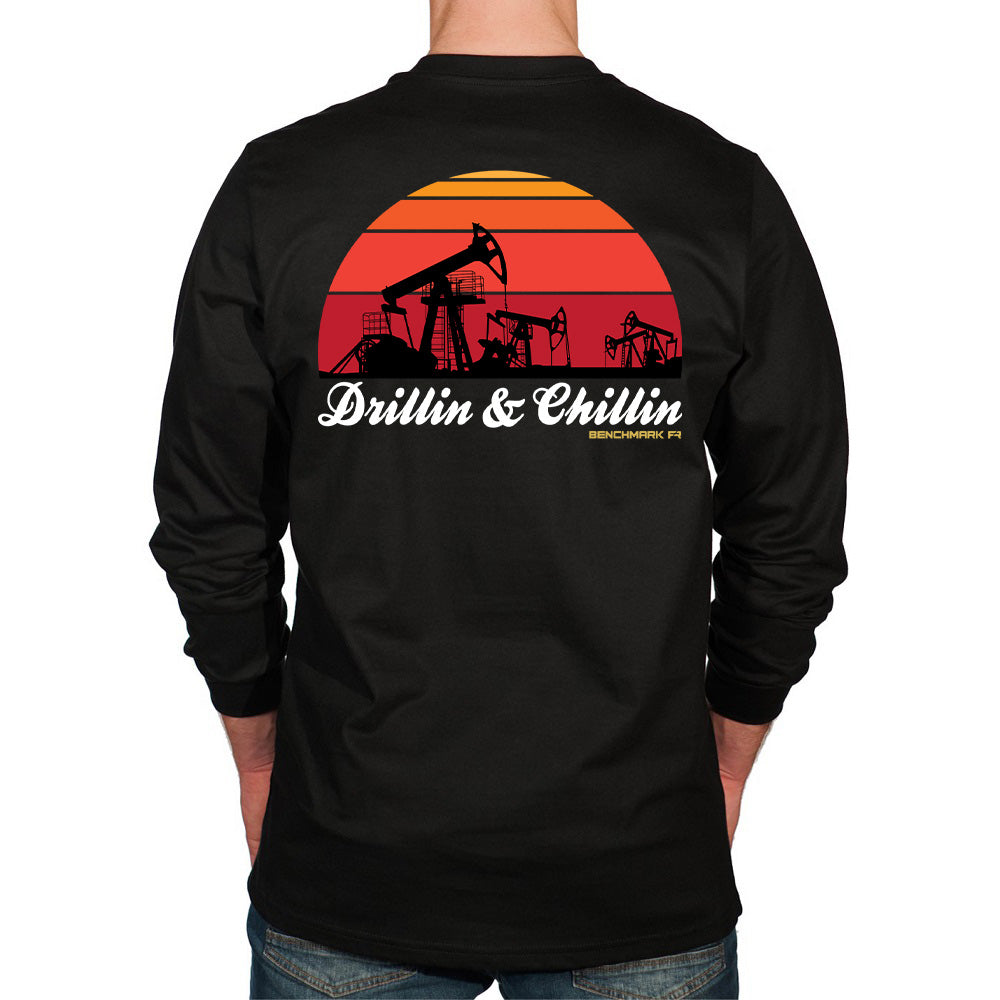 BENCHMARK FR- 6.2OZ "DRILLING AND CHILLIN" FLAME RESISTANT SHIRT, BLACK