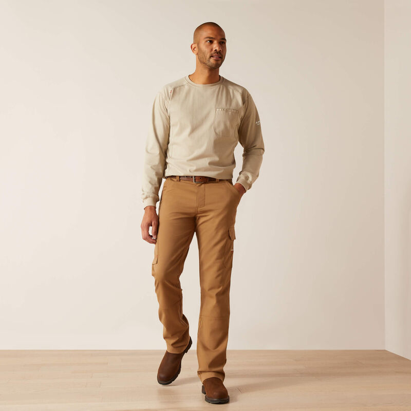 ARIAT - FR M7 Slim Hi-Vis Duralight Twill DuraStretch Straight Leg Pants, Khaki - Becker Safety and Supply