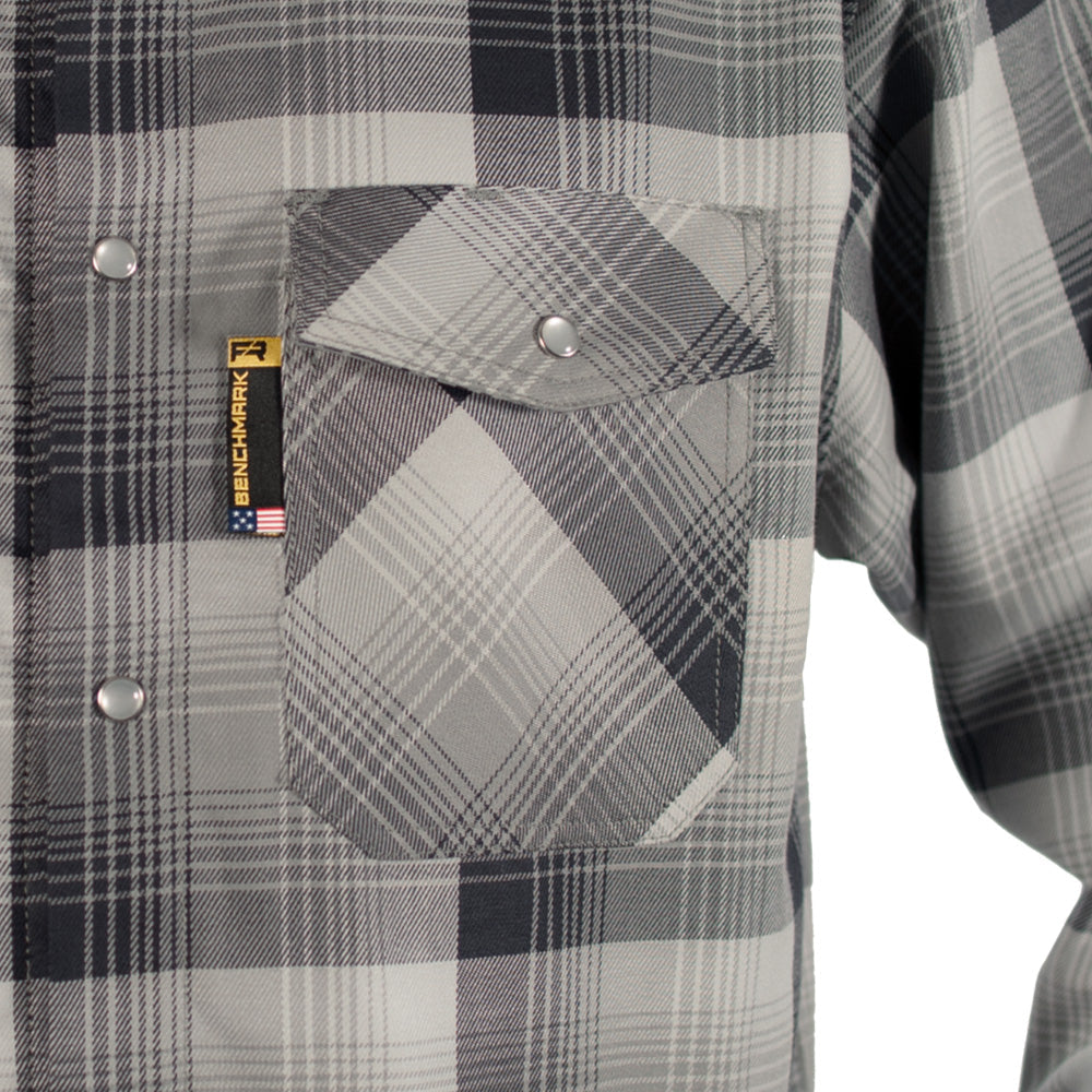 BENCHMARK FR - Santana Black and Silver FR Stretch Plaid Shirt